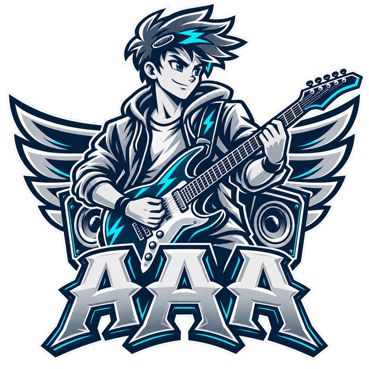 AAA Rockstars winged guitarist mascot